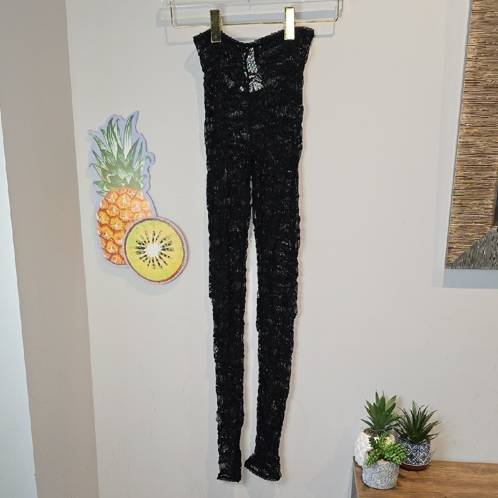 Zara - Black Lace Footless Tights​​​​​​